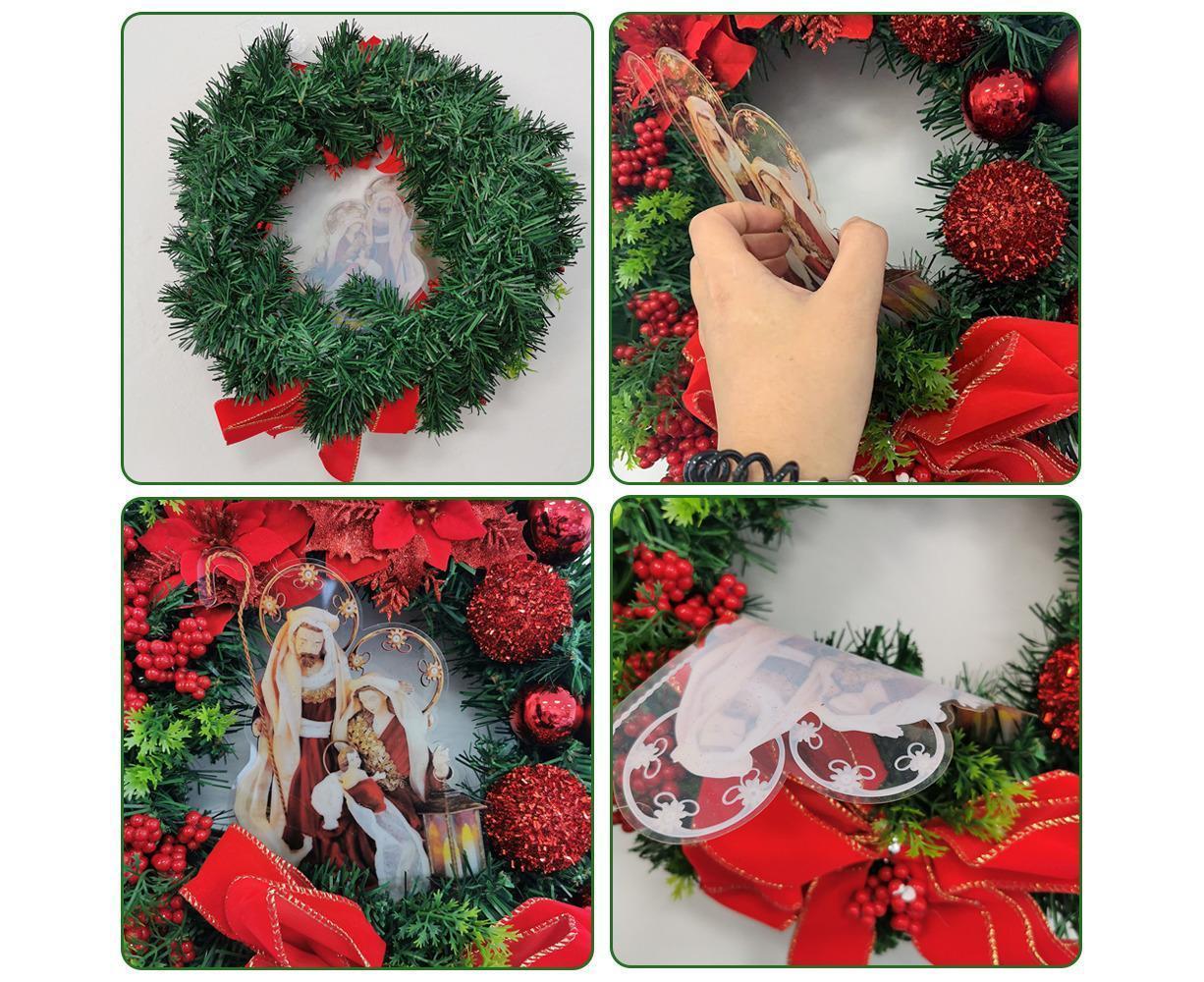 Nativity Christmas Wreath, 40cm Artificial Christmas Garlands, Christmas Decorations V1263-JX-1611