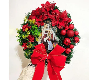 Nativity Christmas Wreath, 40cm Artificial Christmas Garlands, Christmas Decorations V1263-JX-1611