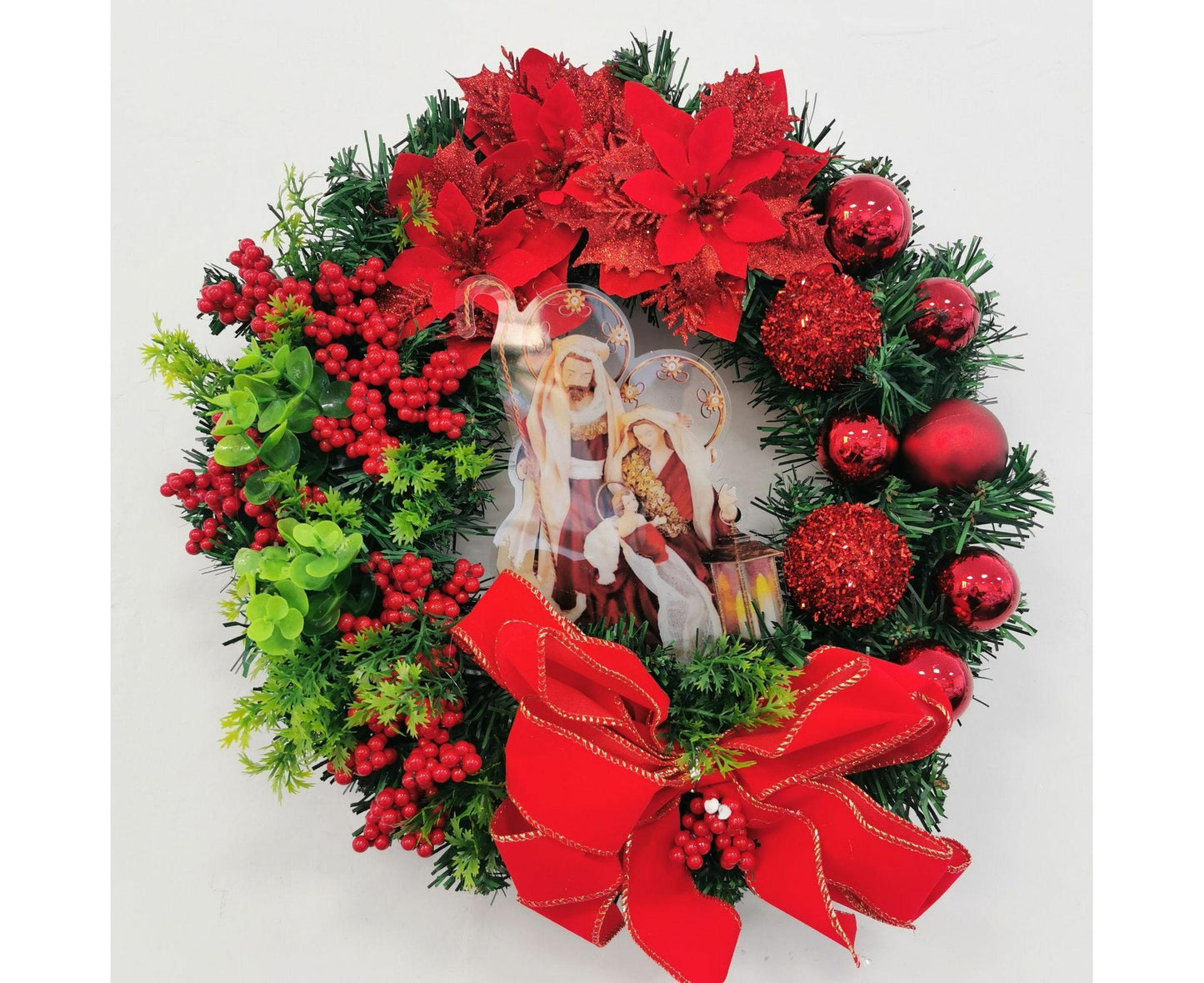 Nativity Christmas Wreath, 40cm Artificial Christmas Garlands, Christmas Decorations V1263-JX-1611