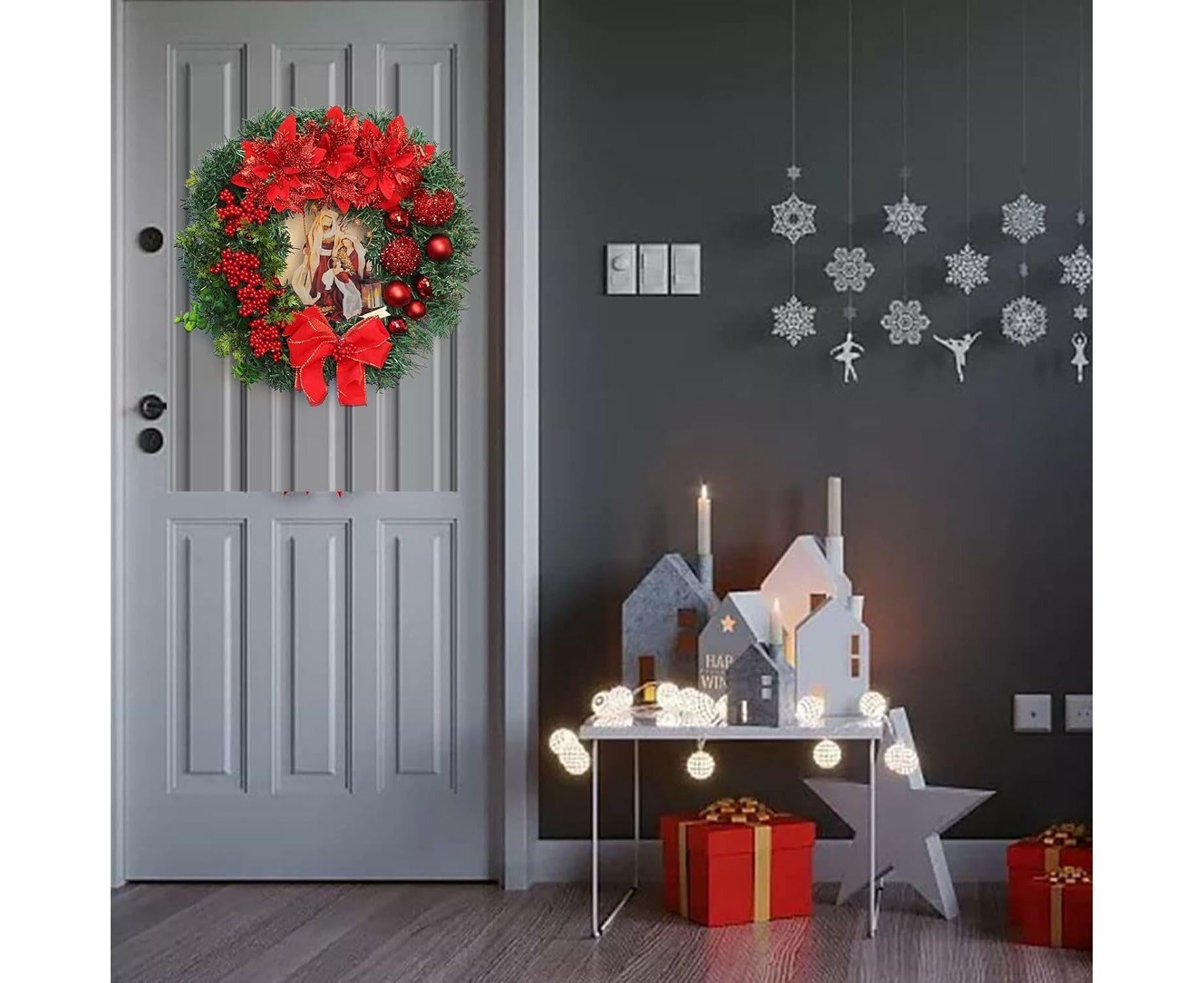 Nativity Christmas Wreath, 40cm Artificial Christmas Garlands, Christmas Decorations V1263-JX-1611