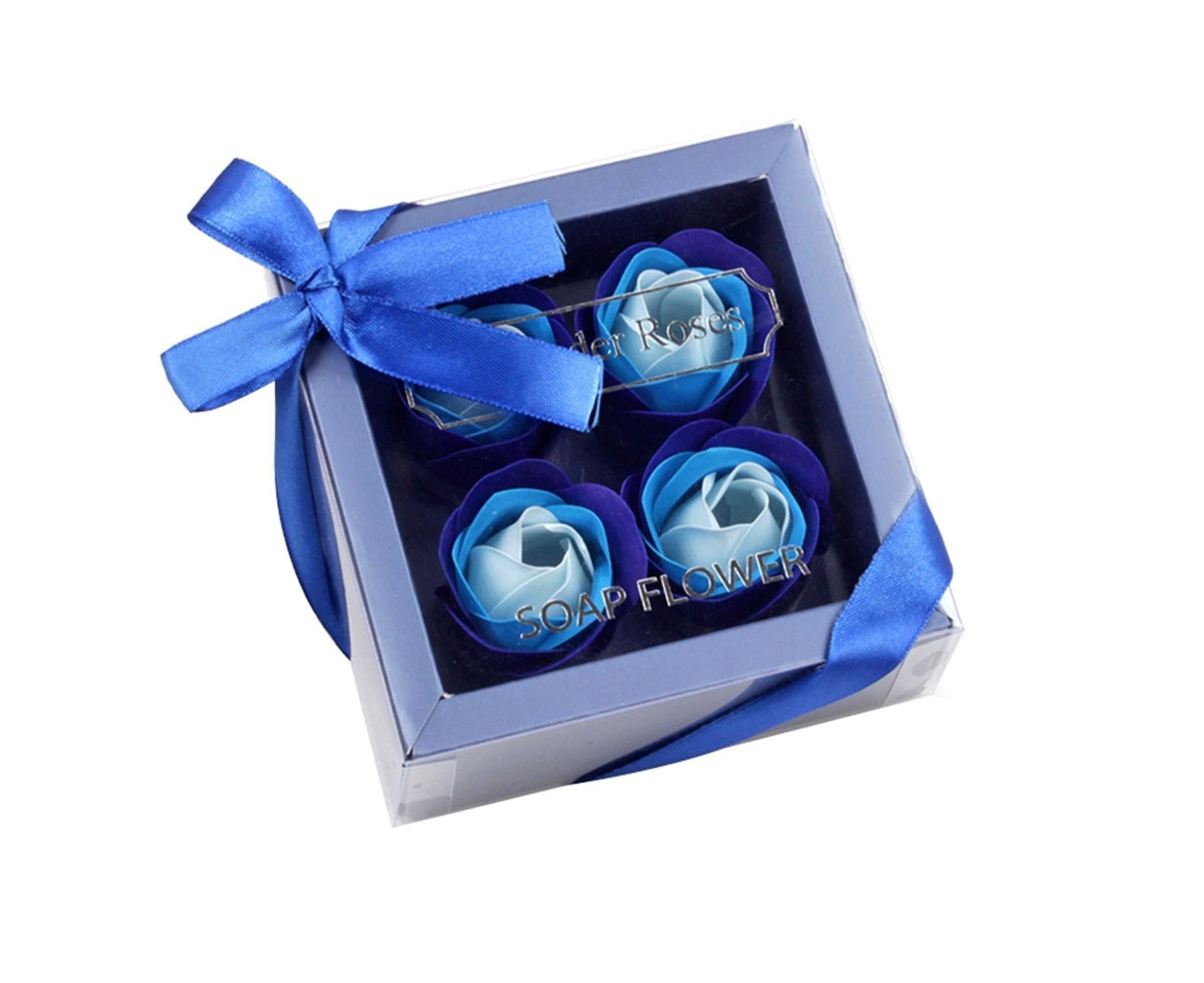 1 Box Soap Rose Flower Charming Vivid Nice-Smelling Colorfast Soap Flower Gift Box for Valentine's Day - Blue V1263-JX-1612