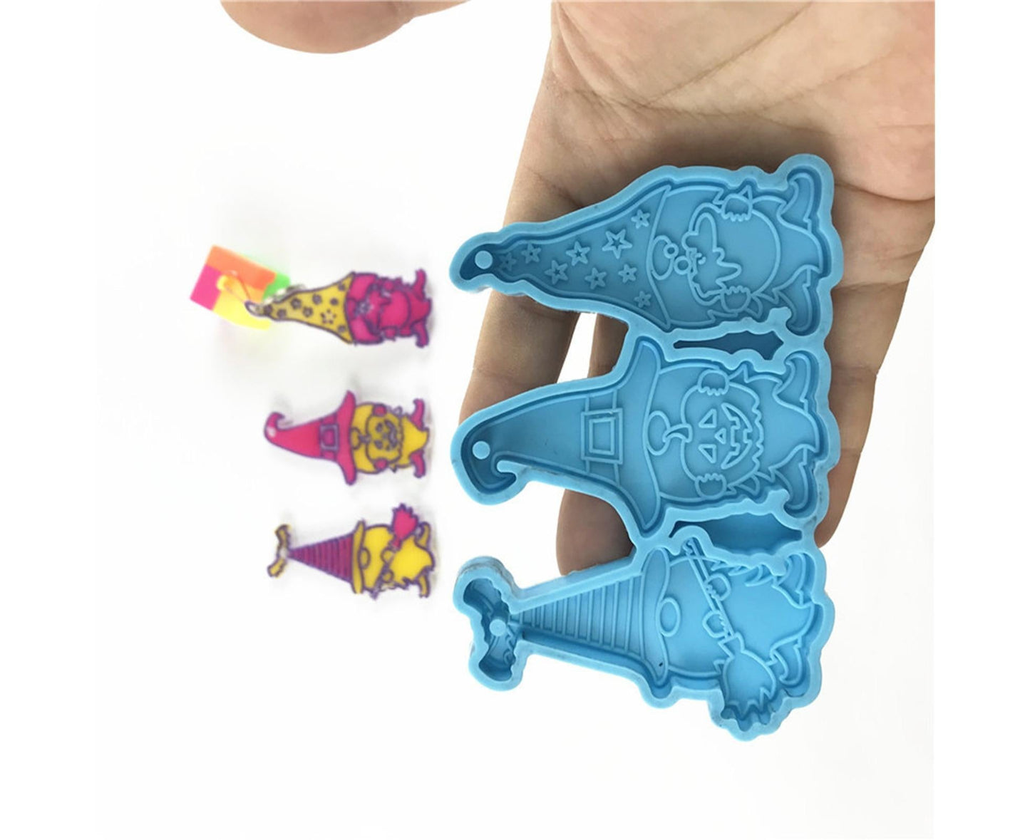 1 Set Keychain Mold Non Sticky Reusable DIY Silicone Easter Gnome Pendant Handicrafts Making Mold for Gift - V1263-JX-1614
