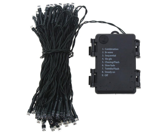 10M100LED Battery Operated Christmas String Lights with 8 Modes - White V1263-JX-1616