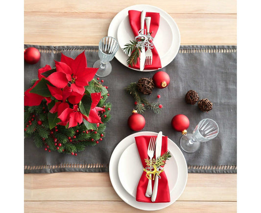 12Pcs Christmas Deer Napkin Rings Set, Glossy Elk Napkin Holder, Chic Reindeer Napkin Buckle,Xmas Dining V1263-JX-1618