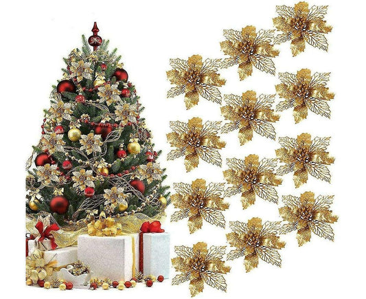 16 Pcs Christmas Tree Decoration, Christmas Glitter Christmas Tree Ornament Christmas Decoration Glitter V1263-JX-1619
