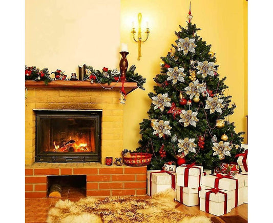 16 Pcs Christmas Tree Decoration, Christmas Glitter Christmas Tree Ornament Christmas Decoration Glitter V1263-JX-1619
