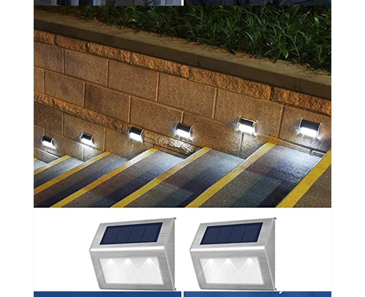 2 Pack Solar Step Lights Bright LED Solar Fence Lights For Garden Patio Decks-warm light V1263-JX-1622