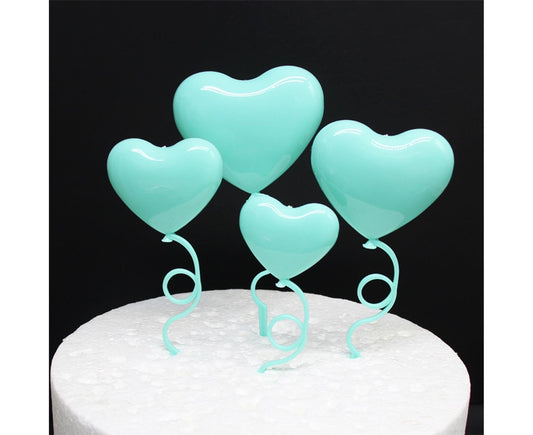 2 Sets Cake Toppers Creative Shape Vibrant Color 3D Visual Effect Food Grade Love Heart Cake Toppers Birthday V1263-JX-1624