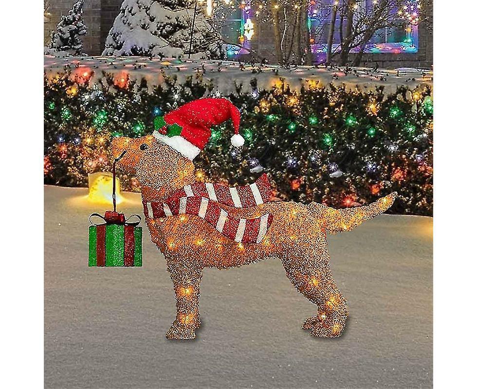 2D Christmas Dog With Led Lights Yard Decoration With Acrylic Garden Stake V1263-JX-1627