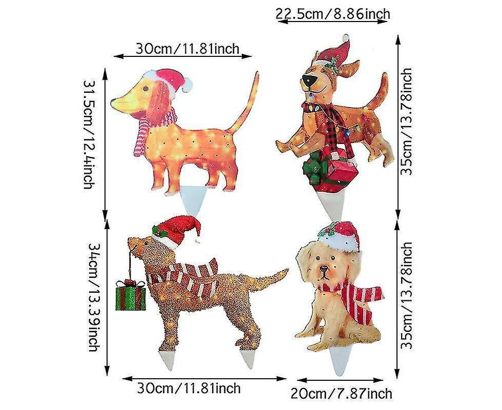 2D Christmas Dog With Led Lights Yard Decoration With Acrylic Garden Stake V1263-JX-1627