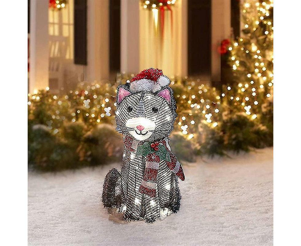 2D Christmas Dog With Led Lights Yard Decoration With Acrylic Garden Stake V1263-JX-1628