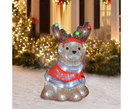 2D Christmas Dog With Led Lights Yard Decoration With Acrylic Garden Stake V1263-JX-1629