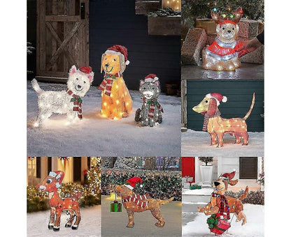 2D Christmas Dog With Led Lights Yard Decoration With Acrylic Garden Stake V1263-JX-1629
