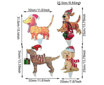 2D Christmas Dog With Led Lights Yard Decoration With Acrylic Garden Stake V1263-JX-1629
