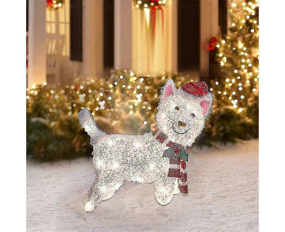 2D Christmas Dog With Led Lights Yard Decoration With Acrylic Garden Stake V1263-JX-1630