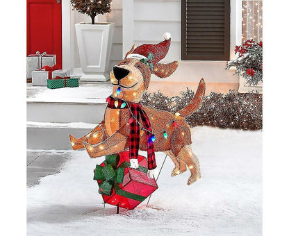 2D Christmas Dog With Led Lights Yard Decoration With Acrylic Garden Stake V1263-JX-1631