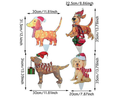 2D Christmas Dog With Led Lights Yard Decoration With Acrylic Garden Stake V1263-JX-1631