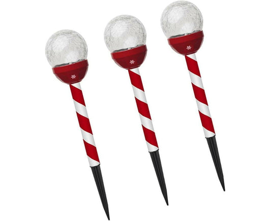 3 Pcs Christmas Solar Candy Lights Candy Cane Lights Outdoor Candy Pathway Markers adornos navideos para V1263-JX-1633