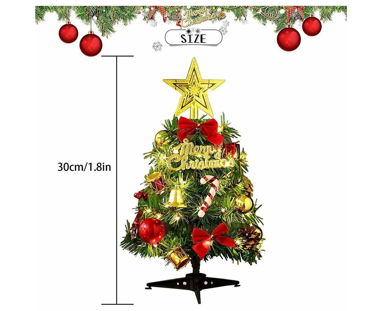 30Cm Mini Christmas Tree, Small Illuminated Christmas Tree,Mini Christmas Tree With Led Fairy Lights, V1263-JX-1634