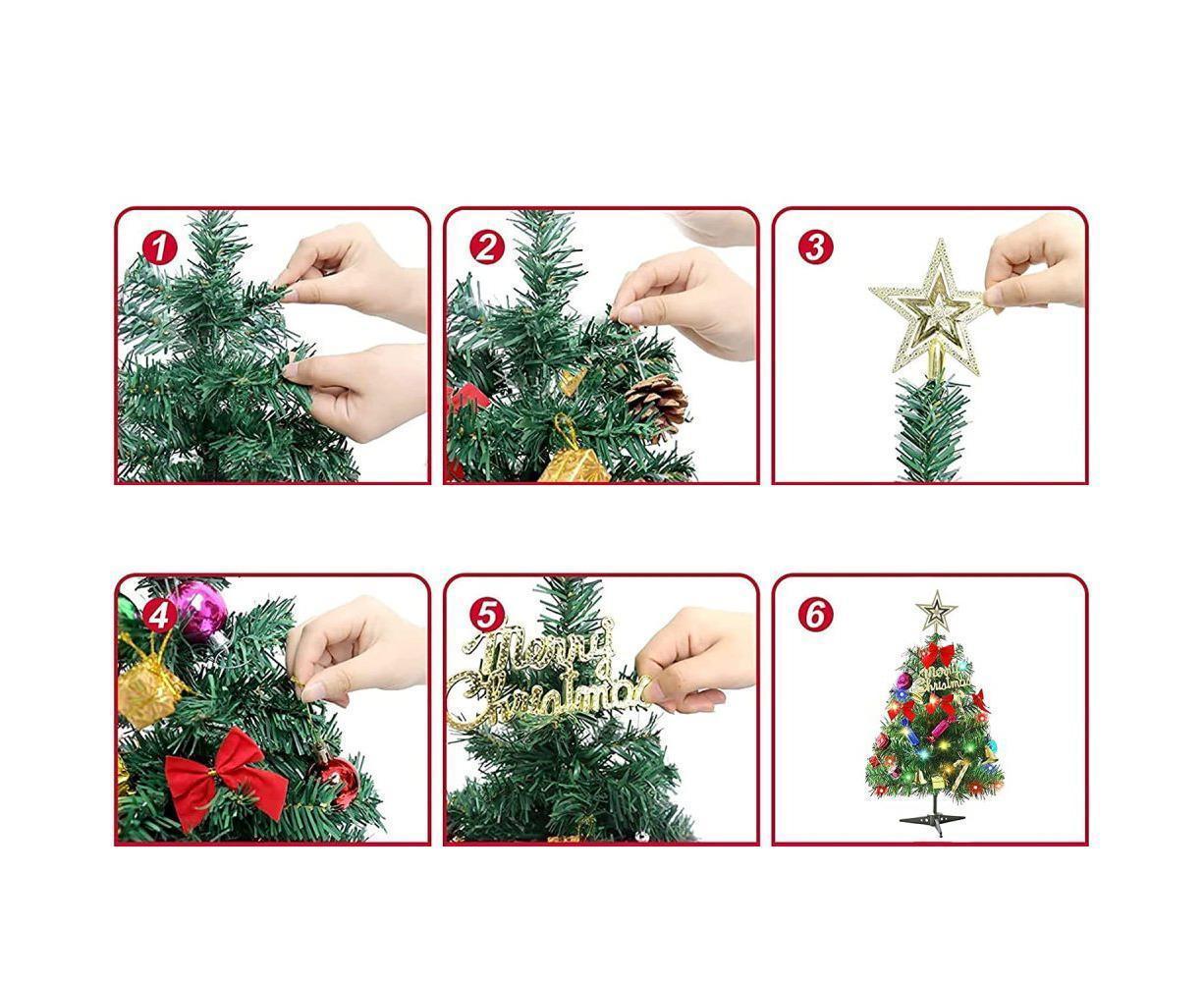 30Cm Mini Christmas Tree, Small Illuminated Christmas Tree,Mini Christmas Tree With Led Fairy Lights, V1263-JX-1634