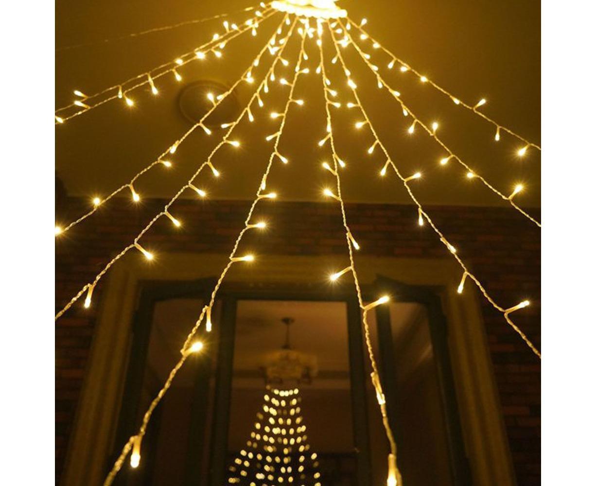 350 LED Solar Waterfall String Light Fairy Xmas Tree Hanging Decor Outdoor - Warm White V1263-JX-1636