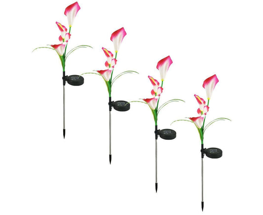 4 Pack of 16 LED Solar Garden Lights, Calla Lights, for Garden, Patio, Passage Decoration-red V1263-JX-1639