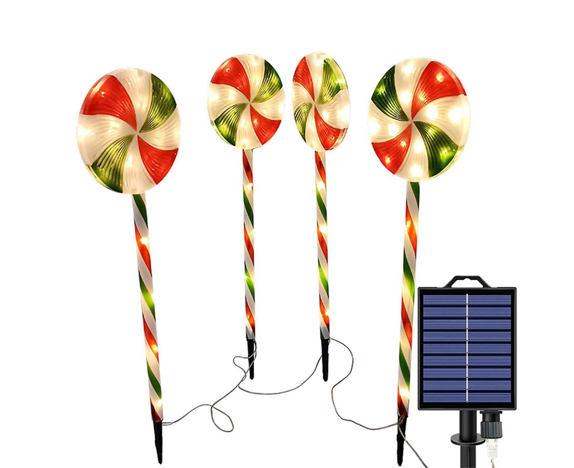 4 Packs Solar Lollipops Cane Light Candy Cane Walkside Lights With 8 Modes 39.5*20*8cm V1263-JX-1640