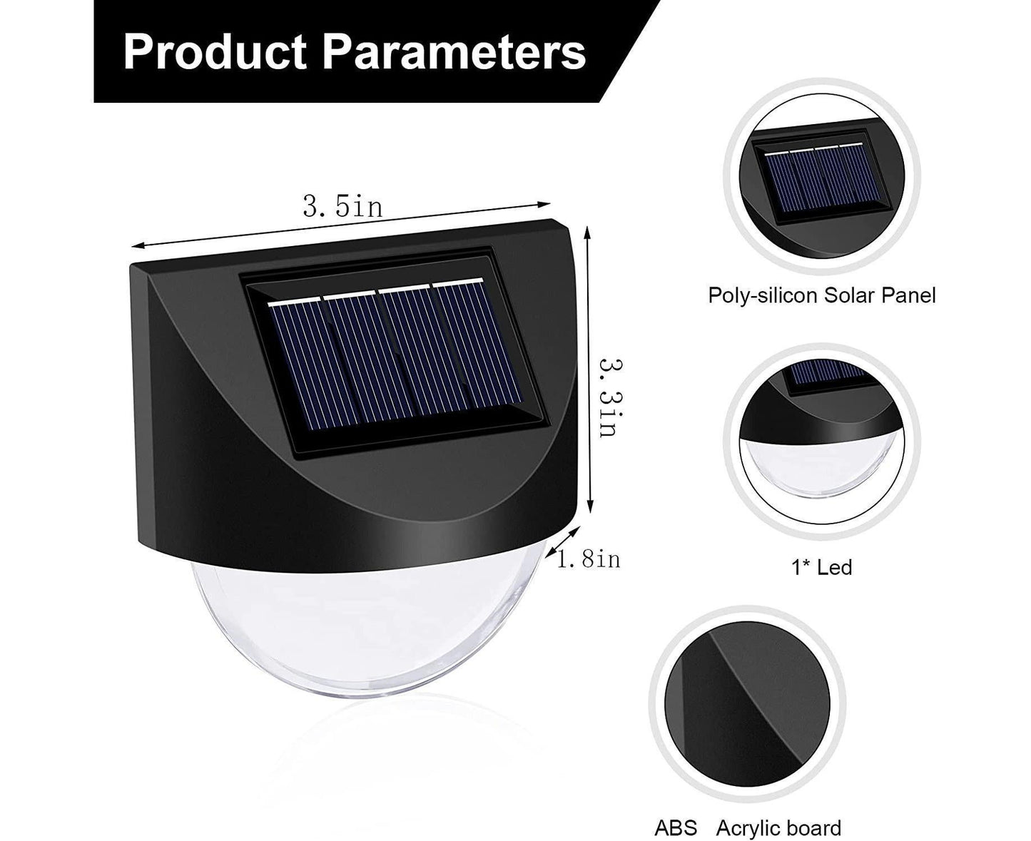4 Pcs - Solar Mirror 1 Led - White Light V1263-JX-1641