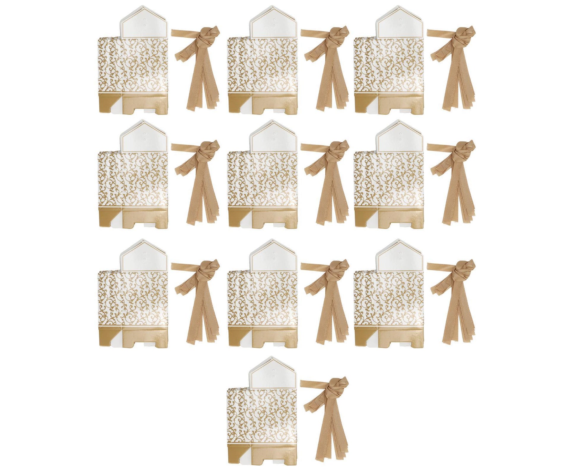 40 Sets Gift Bag Exquisite Unique Golden Pattern Bow Small Gift Box Decoration For Wedding Birthday Party V1263-JX-1643