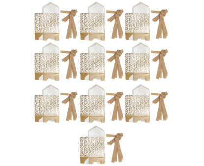 40 Sets Gift Bag Exquisite Unique Golden Pattern Bow Small Gift Box Decoration For Wedding Birthday Party V1263-JX-1643
