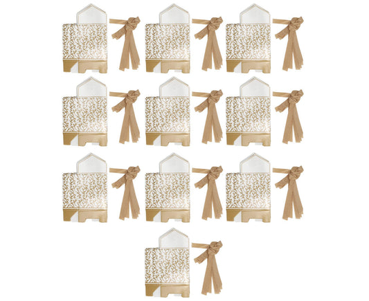 40 Sets Gift Bag Exquisite Unique Golden Pattern Bow Small Gift Box Decoration For Wedding Birthday Party V1263-JX-1643