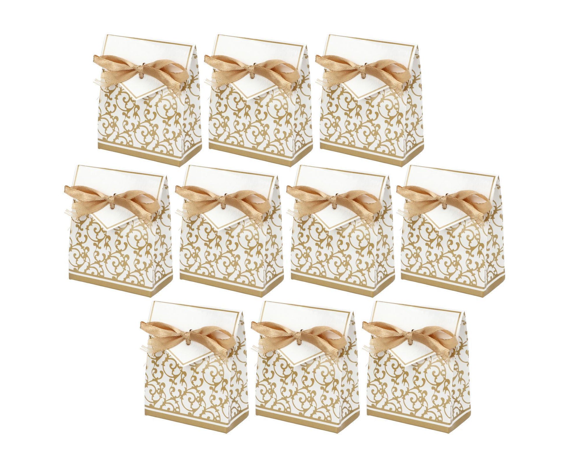 40 Sets Gift Bag Exquisite Unique Golden Pattern Bow Small Gift Box Decoration For Wedding Birthday Party V1263-JX-1643