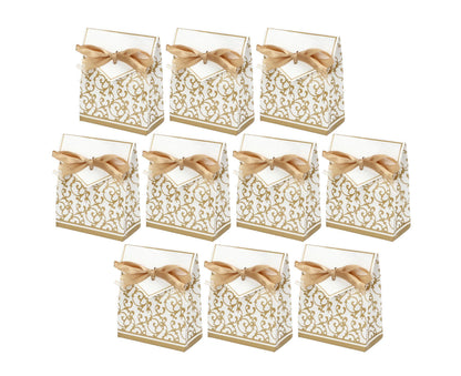 40 Sets Gift Bag Exquisite Unique Golden Pattern Bow Small Gift Box Decoration For Wedding Birthday Party V1263-JX-1643