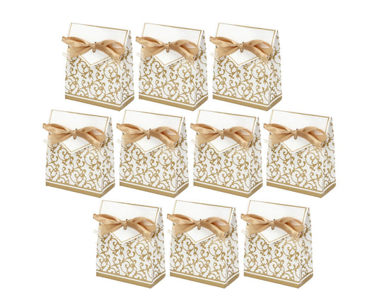 40 Sets Gift Bag Exquisite Unique Golden Pattern Bow Small Gift Box Decoration For Wedding Birthday Party V1263-JX-1643