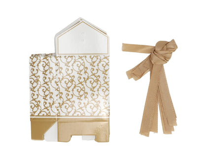 40 Sets Gift Bag Exquisite Unique Golden Pattern Bow Small Gift Box Decoration For Wedding Birthday Party V1263-JX-1643