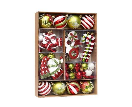 50Pcs Christmas Ornaments SetShatterproof Christmas Ball OrnamentsXmas Seasonal Decorative Assorted Baubles V1263-JX-1645