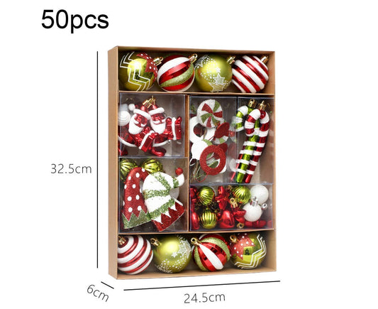 50Pcs Christmas Ornaments SetShatterproof Christmas Ball OrnamentsXmas Seasonal Decorative Assorted Baubles V1263-JX-1645