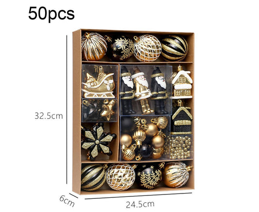 50Pcs Christmas Ornaments SetShatterproof Christmas Ball OrnamentsXmas Seasonal Decorative Assorted Baubles V1263-JX-1646