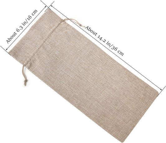 6 Burlap Bags with Drawstring, Rustic Gift Bag Bulk Pack for Mugs, Mason Jars, Wedding Party Favors, Grocery, V1263-JX-1647