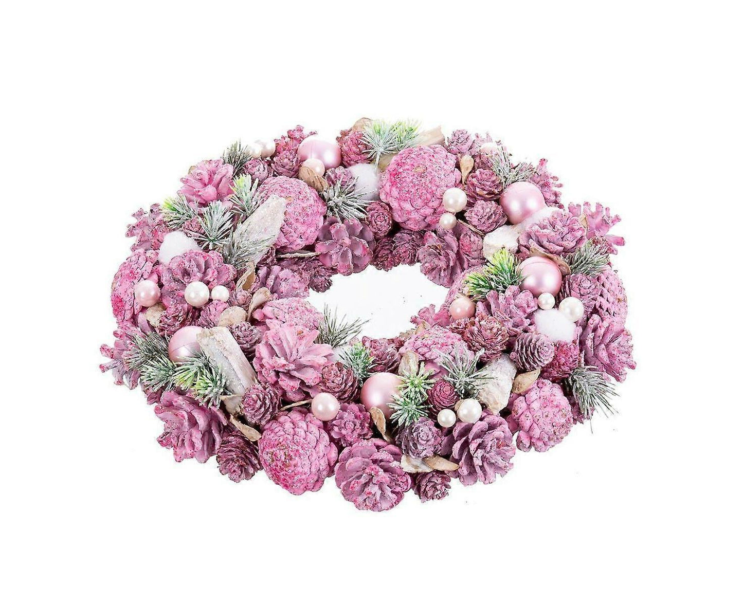 Advent wreathe pink multicolour plastic foam 34 x 34 x 8.5cm V1263-JX-1658