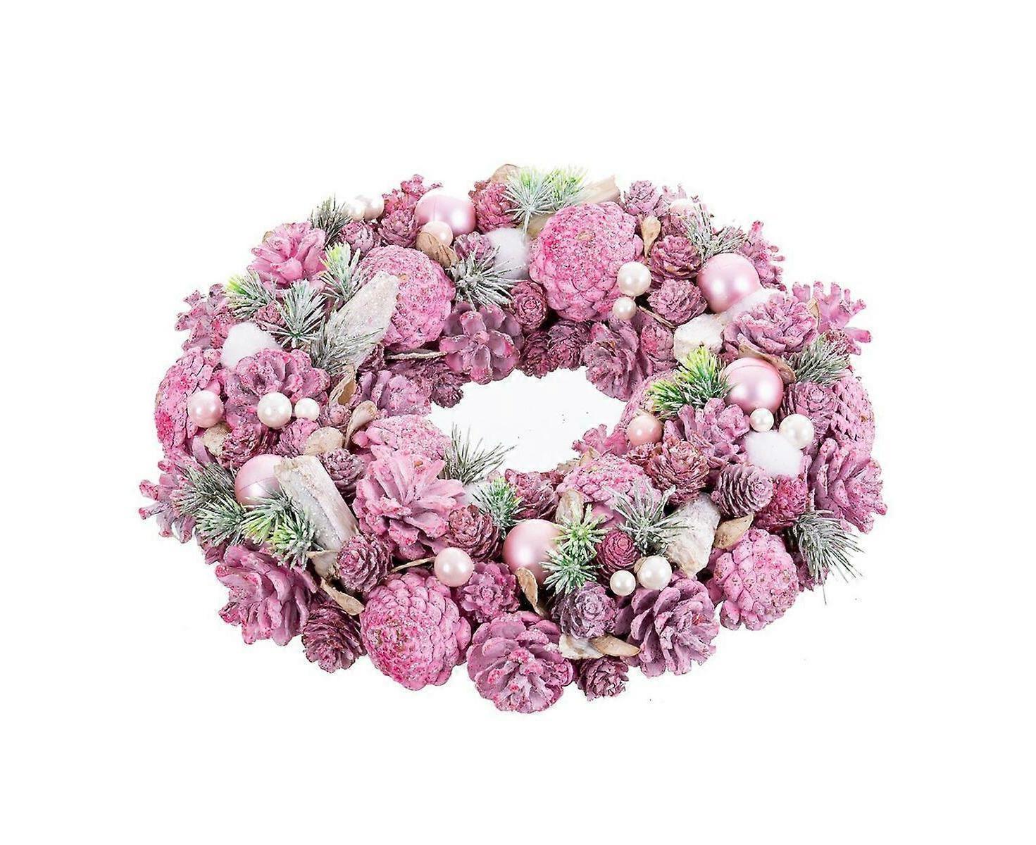 Advent wreathe pink multicolour plastic foam 34 x 34 x 8.5cm V1263-JX-1658