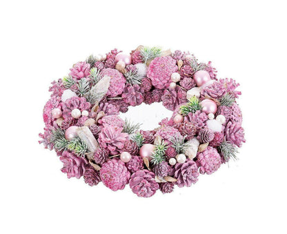 Advent wreathe pink multicolour plastic foam 34 x 34 x 8.5cm V1263-JX-1658