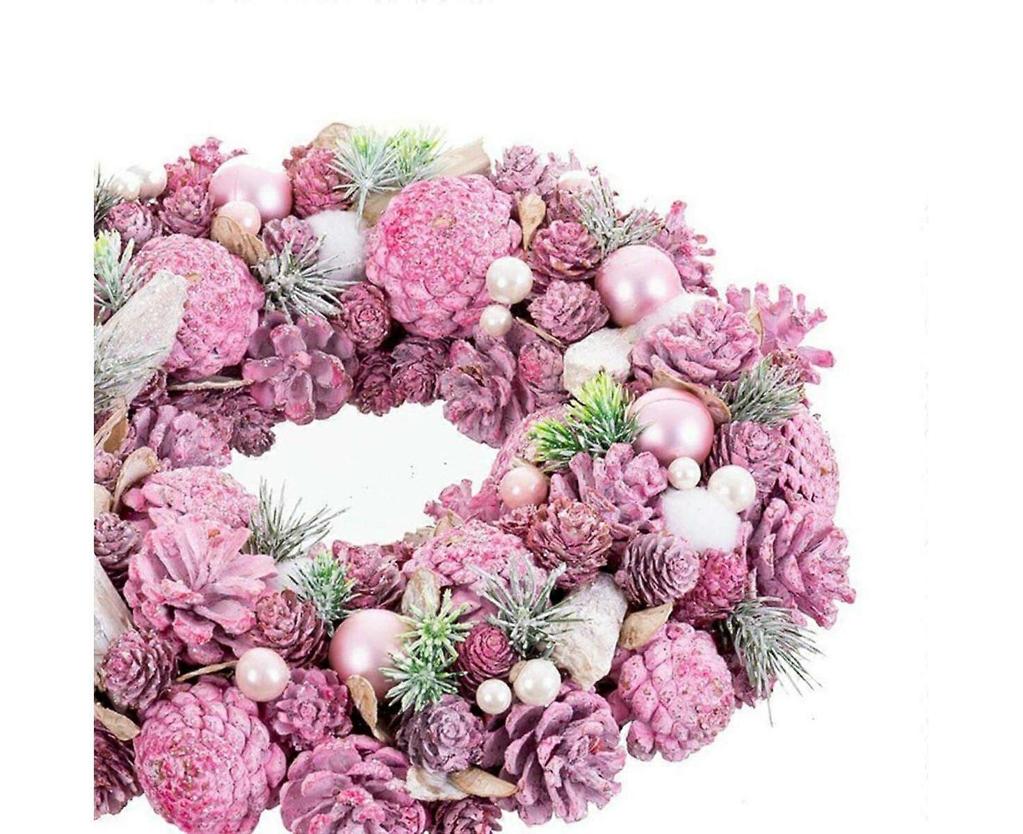 Advent wreathe pink multicolour plastic foam 34 x 34 x 8.5cm V1263-JX-1658