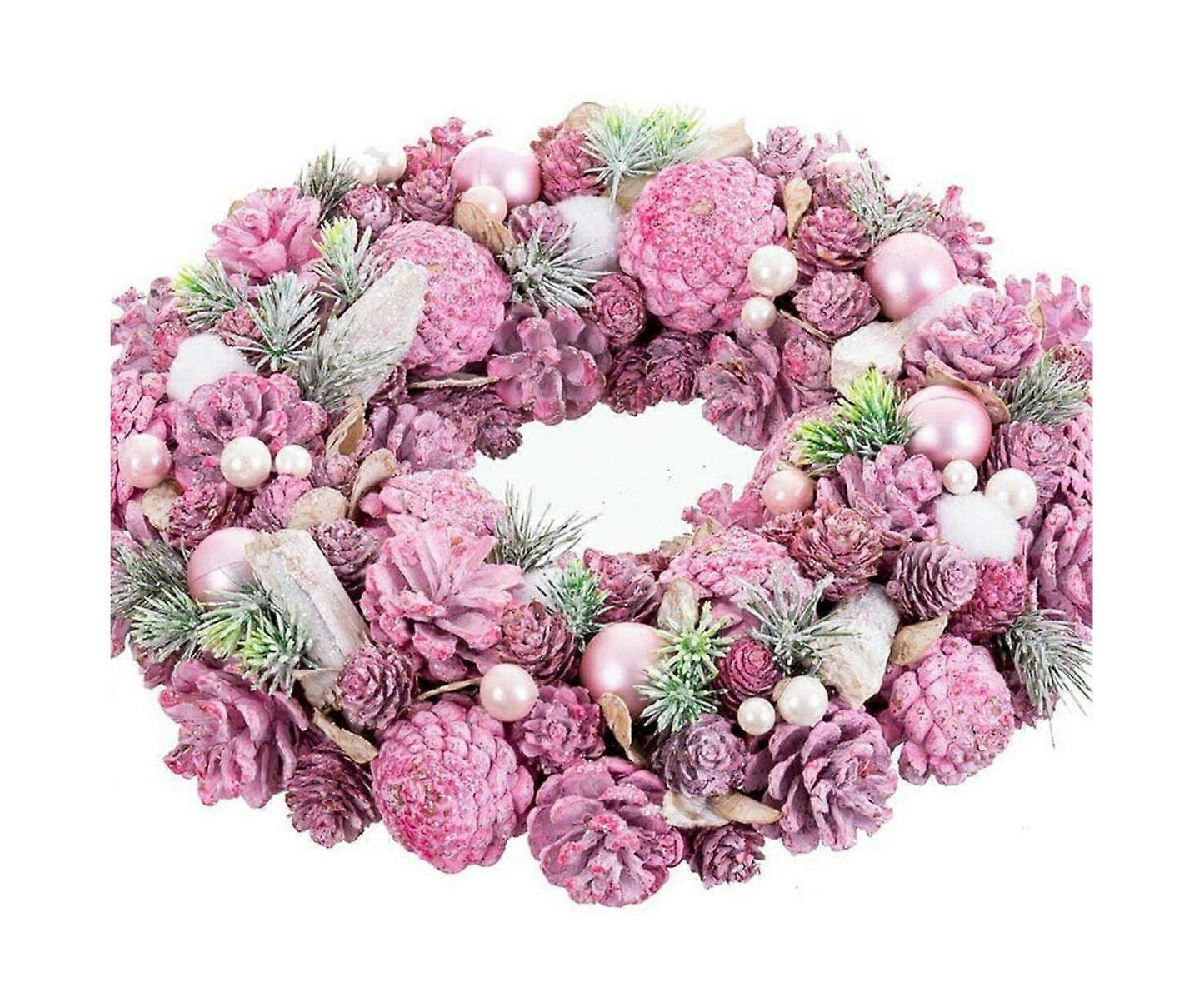 Advent wreathe pink multicolour plastic foam 34 x 34 x 8.5cm V1263-JX-1658