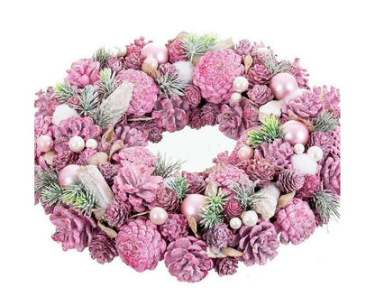 Advent wreathe pink multicolour plastic foam 34 x 34 x 8.5cm V1263-JX-1658