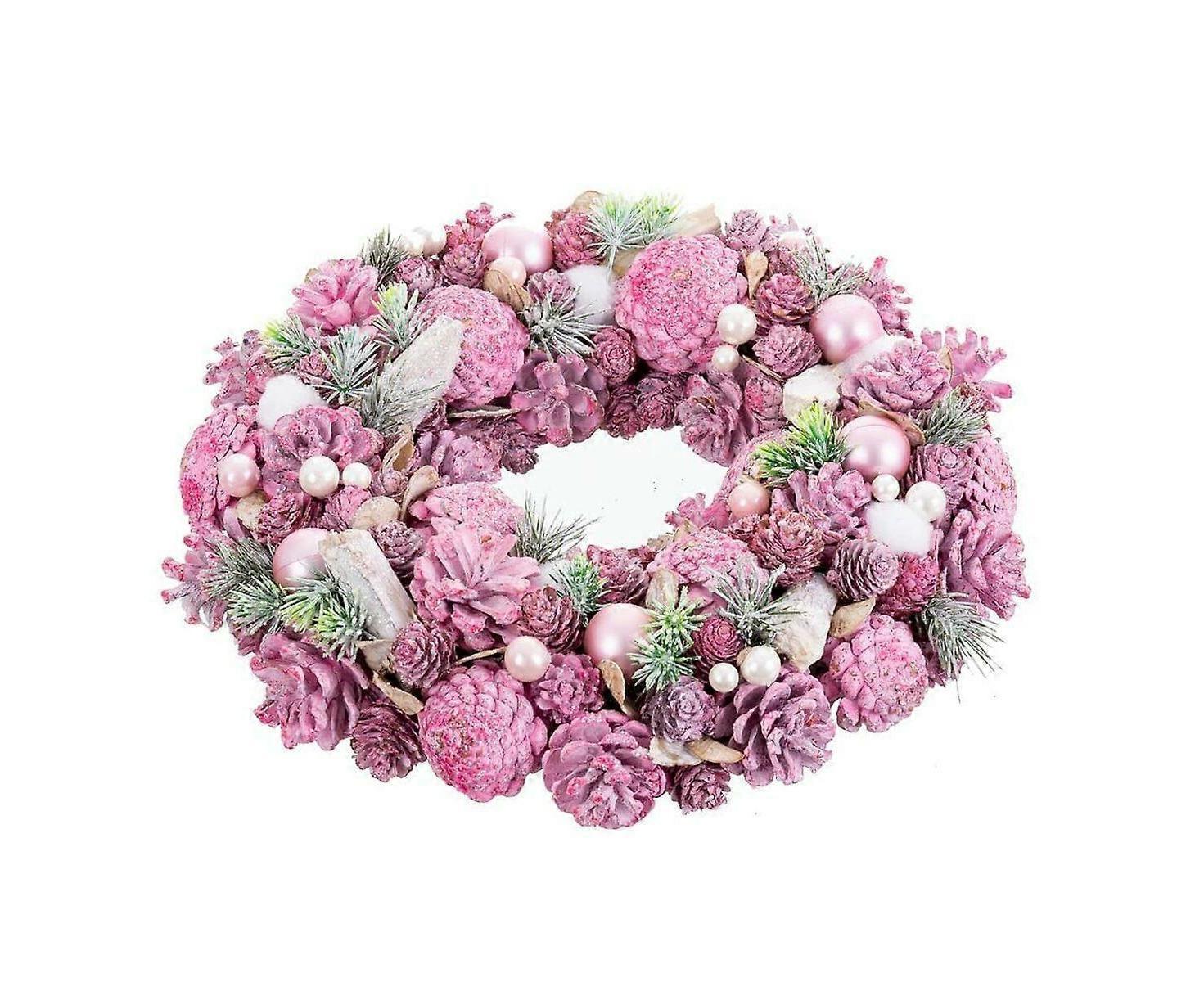 Advent wreathe pink multicolour plastic foam 34 x 34 x 8.5cm V1263-JX-1658