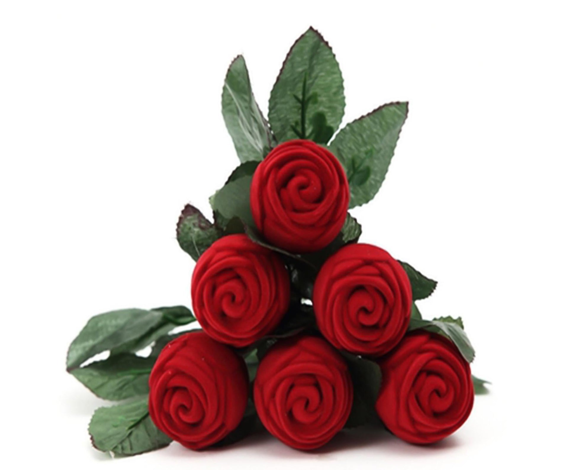 Beautiful Rose Shape Ring Box Romantic Decorative Fabric Ring Display Case Wedding Supplies - Red V1263-JX-1660