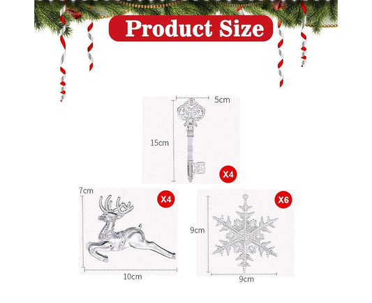 Christmas Decorations Ornaments Set,Clear Icicle Drops Hanging Christmas Tree Decorations Pendants For Xmas V1263-JX-1663