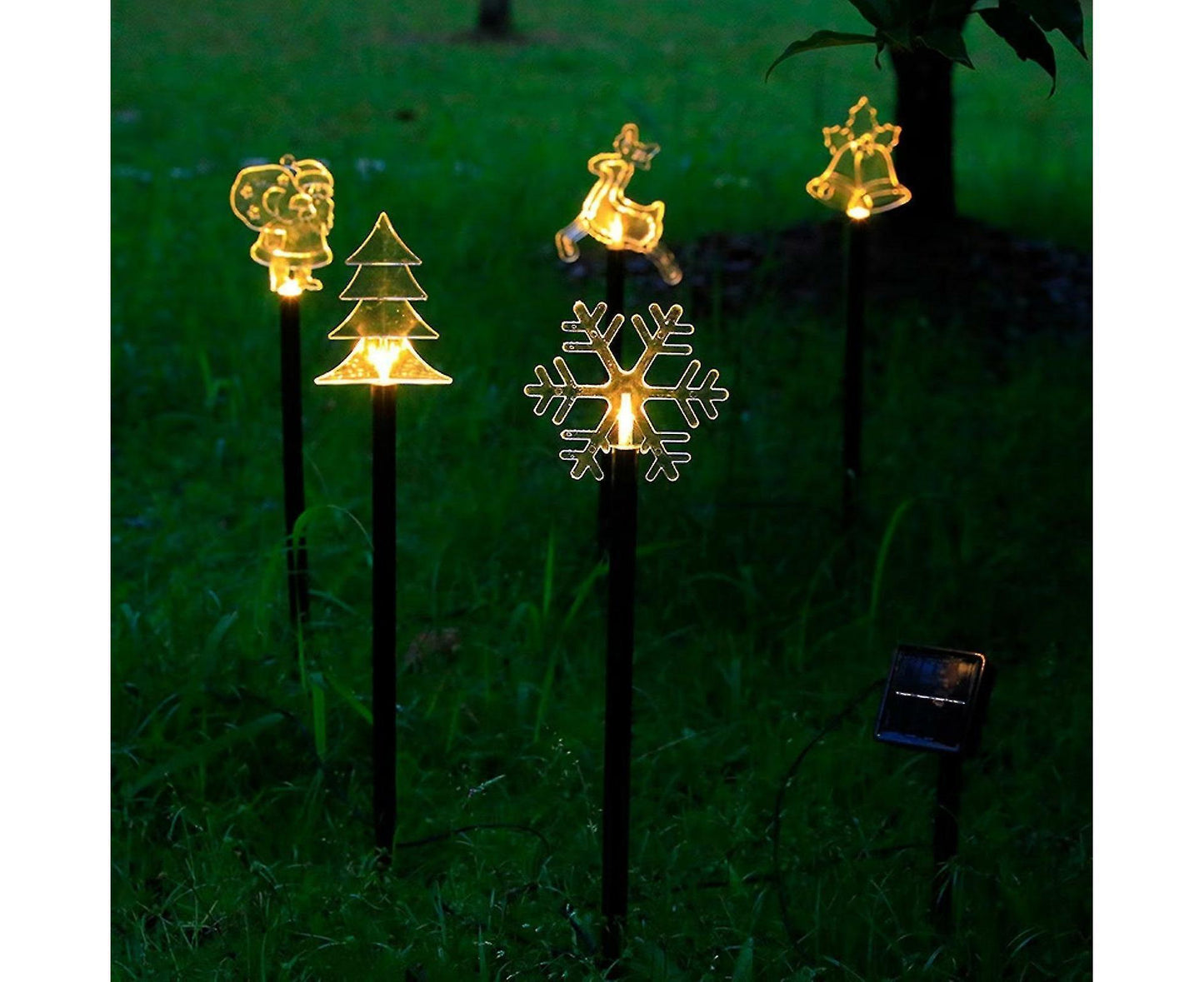 Christmas Garden Stake Lights 5x Solar Snowflake Star Christmas Tree Led Xmas Light Pathway Outdoor Christmas V1263-JX-1665