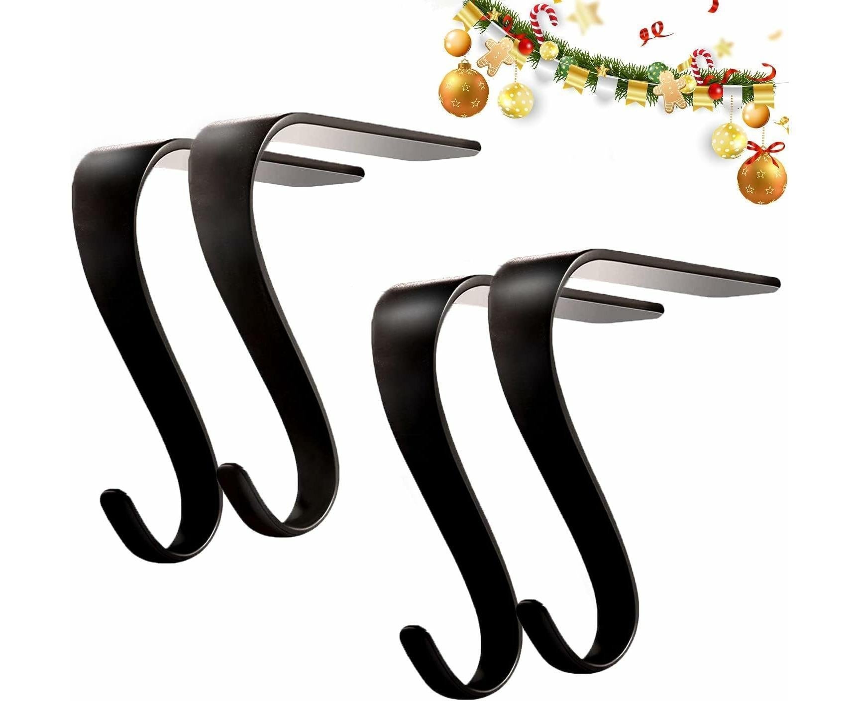 Christmas Stocking Holders Metal Fireplace Stocking Hook Garland Mantle Hook For Christmas Decoration (4 Pack) V1263-JX-1673